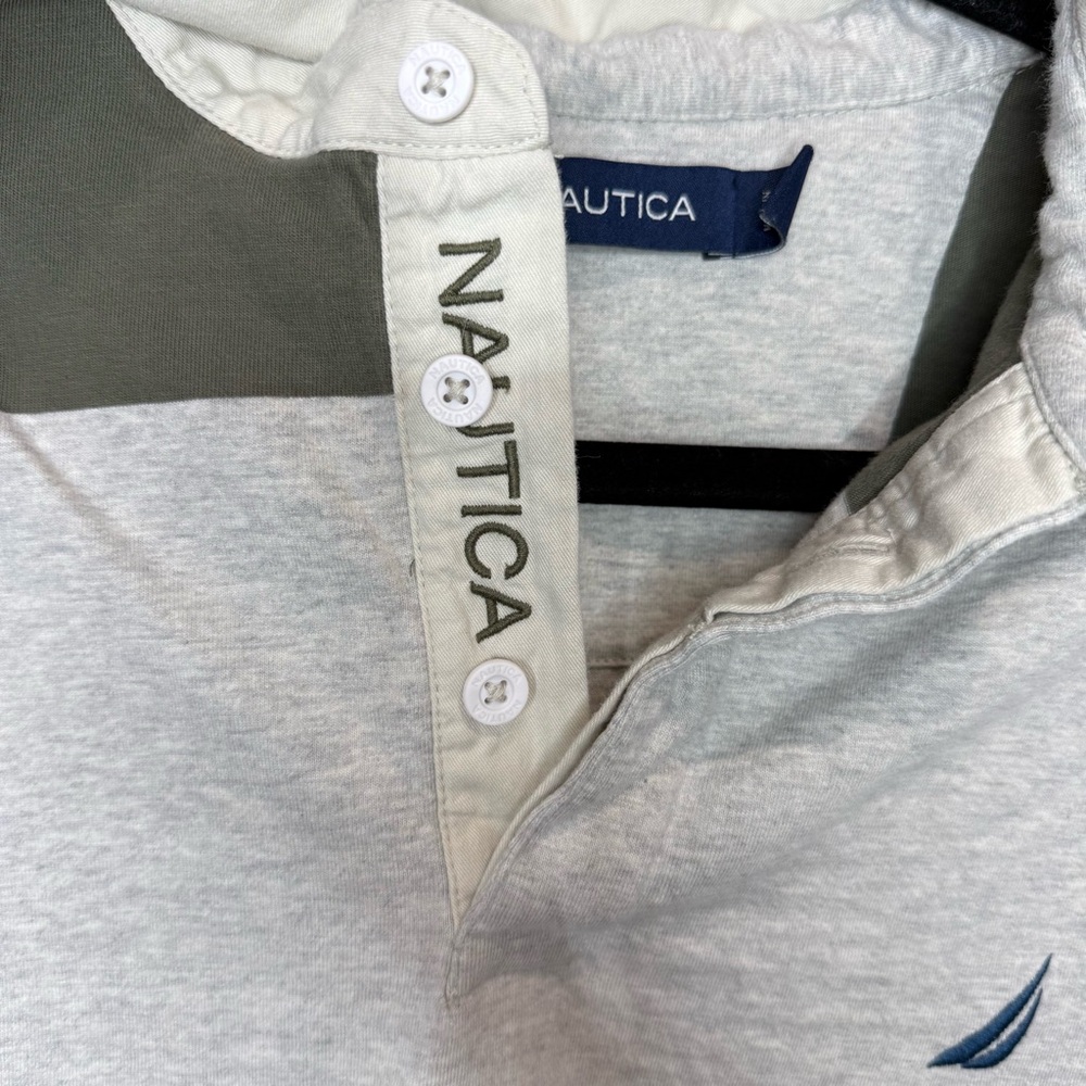 Nautica Men's Striped Polo Shirt - Gray and Green size‎ Large - Picture 2 of 6